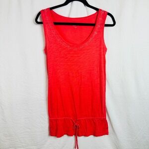 Ann Taylor LOFT Womens Tank Top Tie Cinched Waist Size XSmall Orange Sleeveless‎
